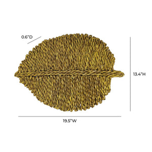 TOV Furniture Leaf Seagrass Placemat Set of 4 - Handcrafted, Eco-Friendly, Sculptural Dining Essentials for Every Table Yellow TOV-T54304