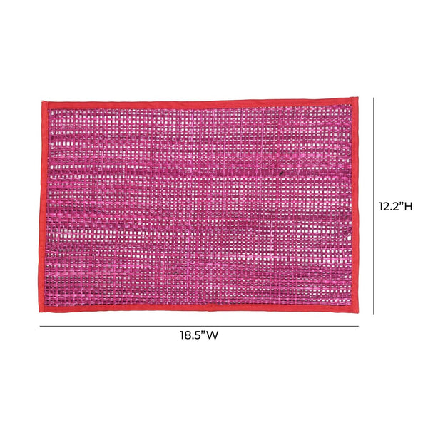 TOV Furniture Peele Seagrass Placemat Set – Handcrafted, Colorful and Durable Table Protectors for Every Occasion Pink TOV-T54305