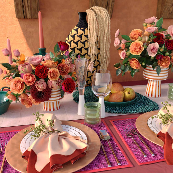 TOV Furniture Peele Seagrass Placemat Set – Handcrafted, Colorful and Durable Table Protectors for Every Occasion Pink TOV-T54305