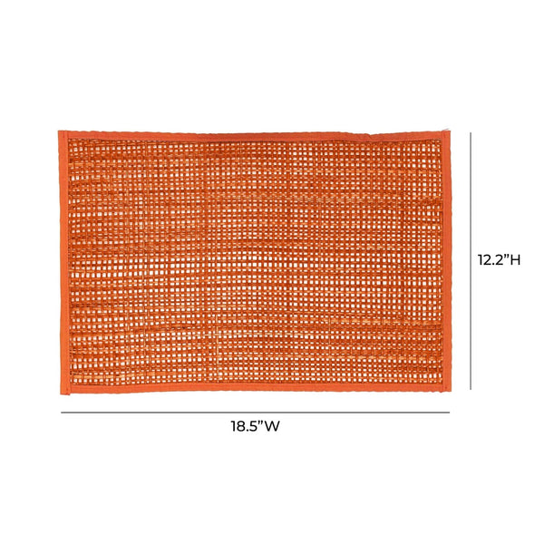 TOV Furniture Peele Seagrass Placemat Set – Handcrafted, Colorful and Durable Table Protectors for Every Occasion Terracotta TOV-T54306