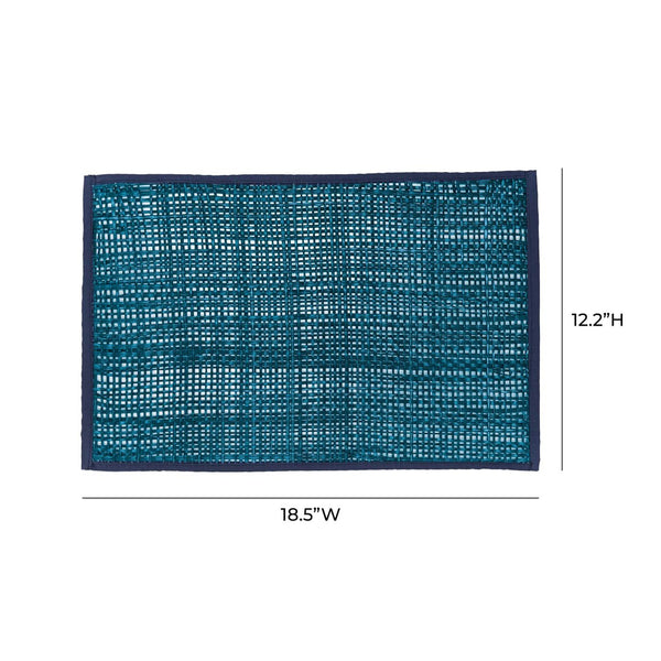 TOV Furniture Peele Seagrass Placemat Set – Handcrafted, Colorful and Durable Table Protectors for Every Occasion Blue TOV-T54307