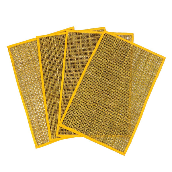 TOV Furniture Peele Seagrass Placemat Set – Handcrafted, Colorful and Durable Table Protectors for Every Occasion Yellow TOV-T54308