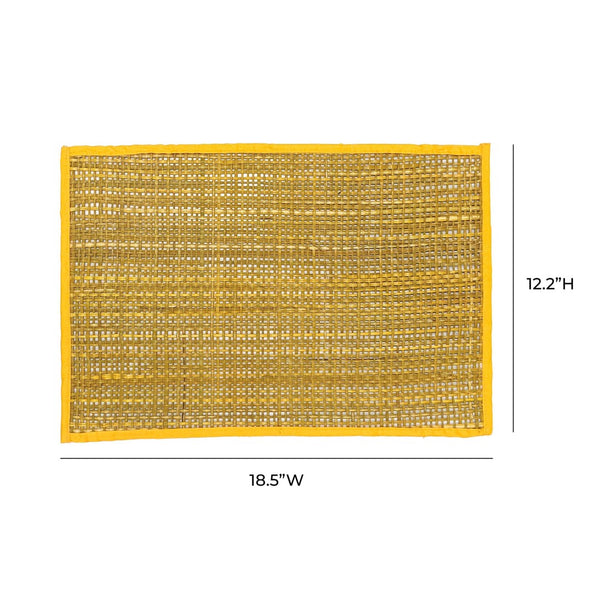 TOV Furniture Peele Seagrass Placemat Set – Handcrafted, Colorful and Durable Table Protectors for Every Occasion Yellow TOV-T54308