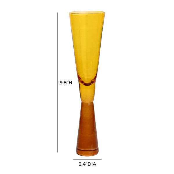 TOV Furniture Flute Champagne Glasses - Elegant Set of 4 for Celebratory Toasts and Stylish Entertaining Moments Amber TOV-T68857