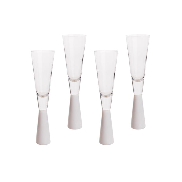TOV Furniture Flute Champagne Glasses - Elegant Set of 4 for Celebratory Toasts and Stylish Entertaining Moments White TOV-T68859
