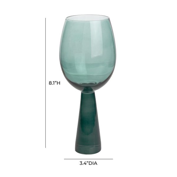 TOV Furniture Rose Wine Glasses - Set of 4 Sculpted Elegance for Entertaining, Perfect for Every Celebration and Occasion Green TOV-T68861