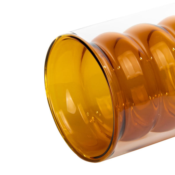 TOV Furniture Waves Water Glass Set of 4 – Cheerful Memphis-Style Tumblers for Vibrant Everyday Entertaining Amber TOV-T68863