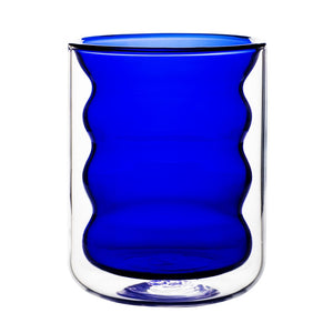 TOV Furniture Waves Water Glass Set of 4 – Cheerful Memphis-Style Tumblers for Vibrant Everyday Entertaining Blue TOV-T68864