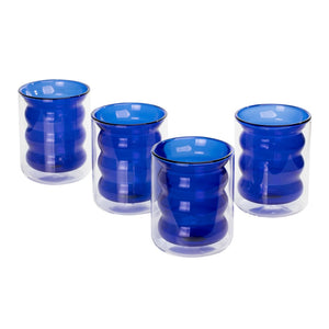 TOV Furniture Waves Water Glass Set of 4 – Cheerful Memphis-Style Tumblers for Vibrant Everyday Entertaining Blue TOV-T68864
