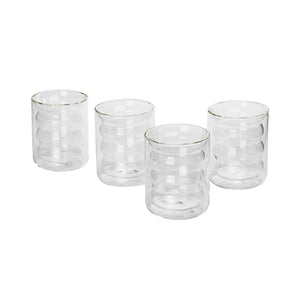 TOV Furniture Waves Water Glass Set of 4 – Cheerful Memphis-Style Tumblers for Vibrant Everyday Entertaining Clear TOV-T68865