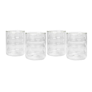 TOV Furniture Waves Water Glass Set of 4 – Cheerful Memphis-Style Tumblers for Vibrant Everyday Entertaining Clear TOV-T68865