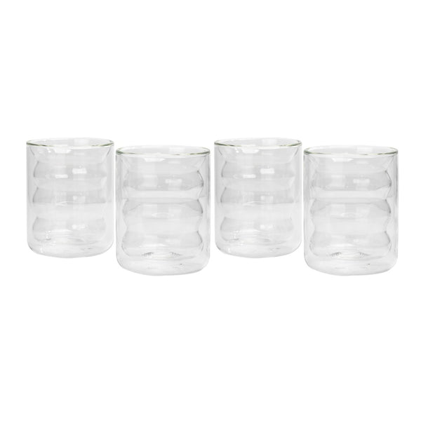 TOV Furniture Waves Water Glass Set of 4 – Cheerful Memphis-Style Tumblers for Vibrant Everyday Entertaining Clear TOV-T68865