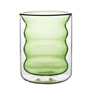 TOV Furniture Waves Water Glass Set of 4 – Cheerful Memphis-Style Tumblers for Vibrant Everyday Entertaining Green TOV-T68866