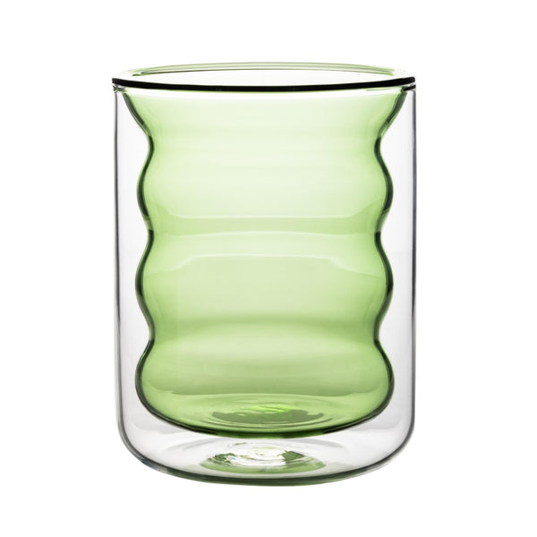 TOV Furniture Waves Water Glass Set of 4 – Cheerful Memphis-Style Tumblers for Vibrant Everyday Entertaining Green TOV-T68866