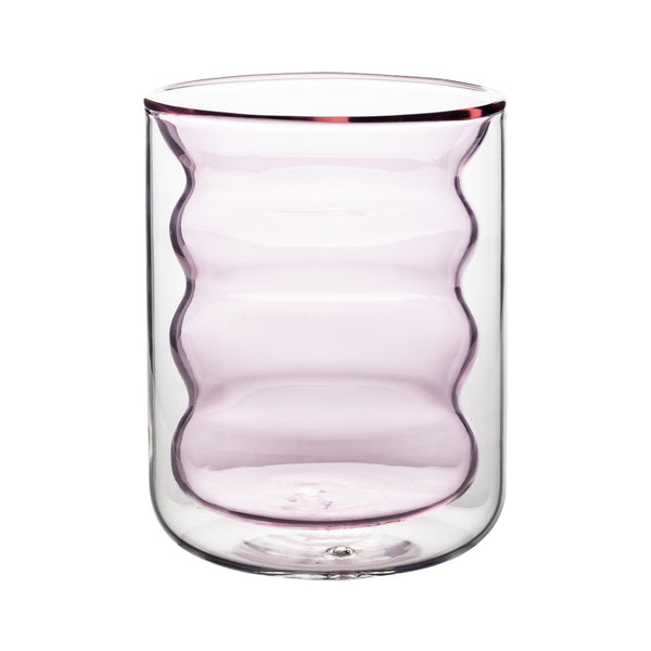 TOV Furniture Waves Water Glass Set of 4 – Cheerful Memphis-Style Tumblers for Vibrant Everyday Entertaining Blush TOV-T68867