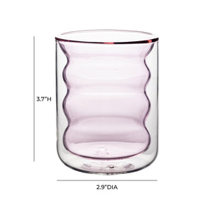TOV Furniture Waves Water Glass Set of 4 – Cheerful Memphis-Style Tumblers for Vibrant Everyday Entertaining Blush TOV-T68867
