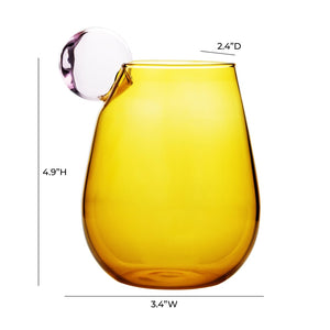 TOV Furniture Boule Water Glass Set of 4 - Modern Bubble Design for Stylish Everyday Use and Entertaining Amber TOV-T68868