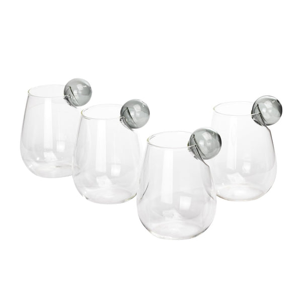 TOV Furniture Boule Water Glass Set of 4 - Modern Bubble Design for Stylish Everyday Use and Entertaining Clear TOV-T68869