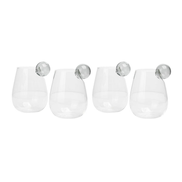 TOV Furniture Boule Water Glass Set of 4 - Modern Bubble Design for Stylish Everyday Use and Entertaining Clear TOV-T68869