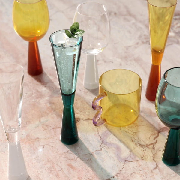 TOV Furniture Flute Champagne Glasses - Elegant Set of 4 for Celebratory Toasts and Stylish Entertaining Moments Green TOV-T68858