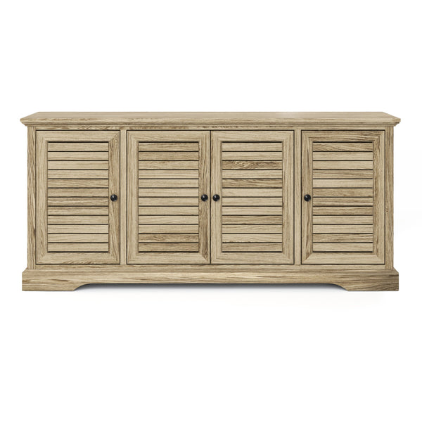 Legends Furniture Bridgevine Home Topenga 68 Inch 4-door Tv Console For Tvs Up To 80 Inches, No Assembly Required, Alabaster Finish Blue Denim And Whiskey, Beige Oak Solids & Veneers Tp1210.Alb