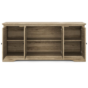 Legends Furniture Bridgevine Home Topenga 68 Inch 4-door Tv Console For Tvs Up To 80 Inches, No Assembly Required, Alabaster Finish Blue Denim And Whiskey, Beige Oak Solids & Veneers Tp1210.Alb