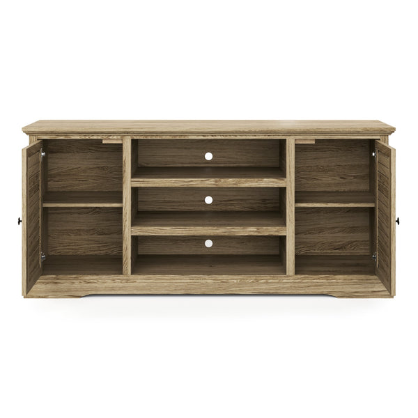 Legends Furniture Bridgevine Home Topenga 66 Inch Tv Stand Console For Tvs Up To 80 Inches, No Assembly Required, Alabaster Finish Alabaster, Beige Oak Solids And Veneers Tp1211.Alb