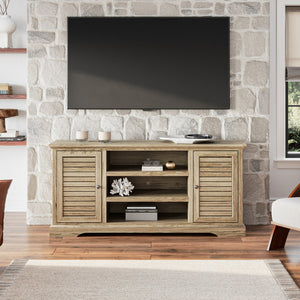 Legends Furniture Bridgevine Home Topenga 66 Inch Tv Stand Console For Tvs Up To 80 Inches, No Assembly Required, Alabaster Finish Alabaster, Beige Oak Solids And Veneers Tp1211.Alb