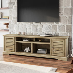 Legends Furniture Bridgevine Home Topenga 83 Inch Tv Stand Console For Tvs Up To 95 Inches, No Assembly Required, Alabaster Finish Alabaster, Beige Oak Solids And Veneers Tp1212.Alb