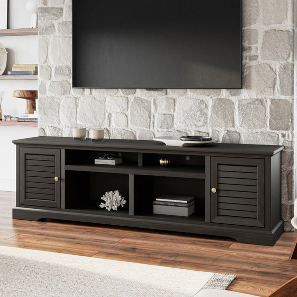 Legends Furniture Bridgevine Home Topenga 83 Inch Tv Stand Console For Tvs Up To 95 Inches, No Assembly Required, Clove Finish Alabaster, Brown Oak Solids And Veneers Tp1222.Clv