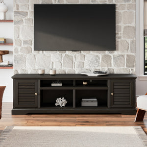 Legends Furniture Bridgevine Home Topenga 83 Inch Tv Stand Console For Tvs Up To 95 Inches, No Assembly Required, Clove Finish Alabaster, Brown Oak Solids And Veneers Tp1222.Clv