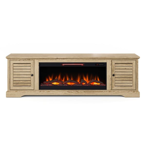 Legends Furniture Bridgevine Home Topenga 83 Inch Electric Fireplace Tv Console For Tvs Up To 95 Inches, Alabaster Finish Alabaster, Beige Oak Solids And Veneers Tp5410.Alb