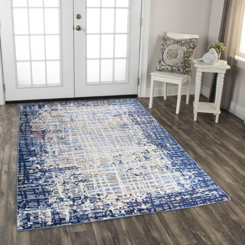 Alora Decor Tapestry Blue Runner Rug — Power‑Loomed 100% Polypropylene, Jute Backing, Stain‑Resistant Modern Accent (2'6"×7'3") TPRTPR10000572673
