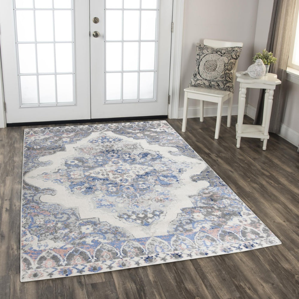Alora Decor Tapestry Vintage Blue Rectangle Rug — Low-Pile Power-Loomed Polypropylene With Jute Backing For Easy Care 8' x 9'6" TPRTPR10400430896