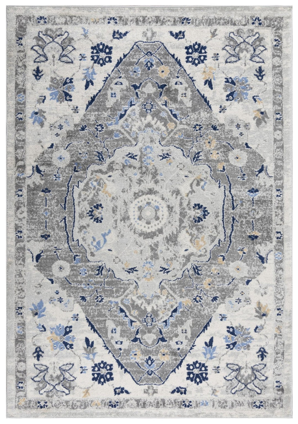 Alora Decor Tapestry Vintage-Inspired Gray Area Rug Power-Loomed Polypropylene Short Pile Durable Style 5'2" x 7'3" TPRTPR10600466287