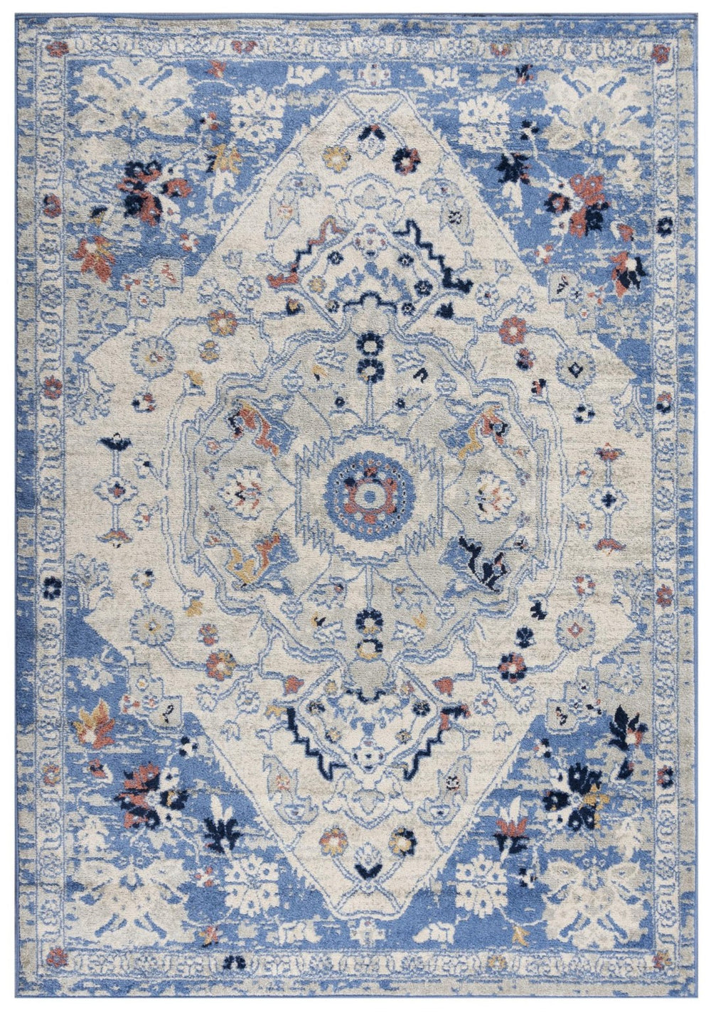 Alora Decor Tapestry Vintage-Style Blue Rectangle Rug Power-Loomed Polypropylene — Durable, Low-Maintenance Charm 5'2" x 7'3" TPRTPR10700436287