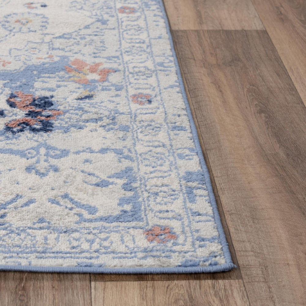 Alora Decor Tapestry Light-Blue Runner Rug 2'6"X7'3" Power-Loomed Polypropylene Vintage Tapestry Elegance Durable Care TPRTPR10700432673