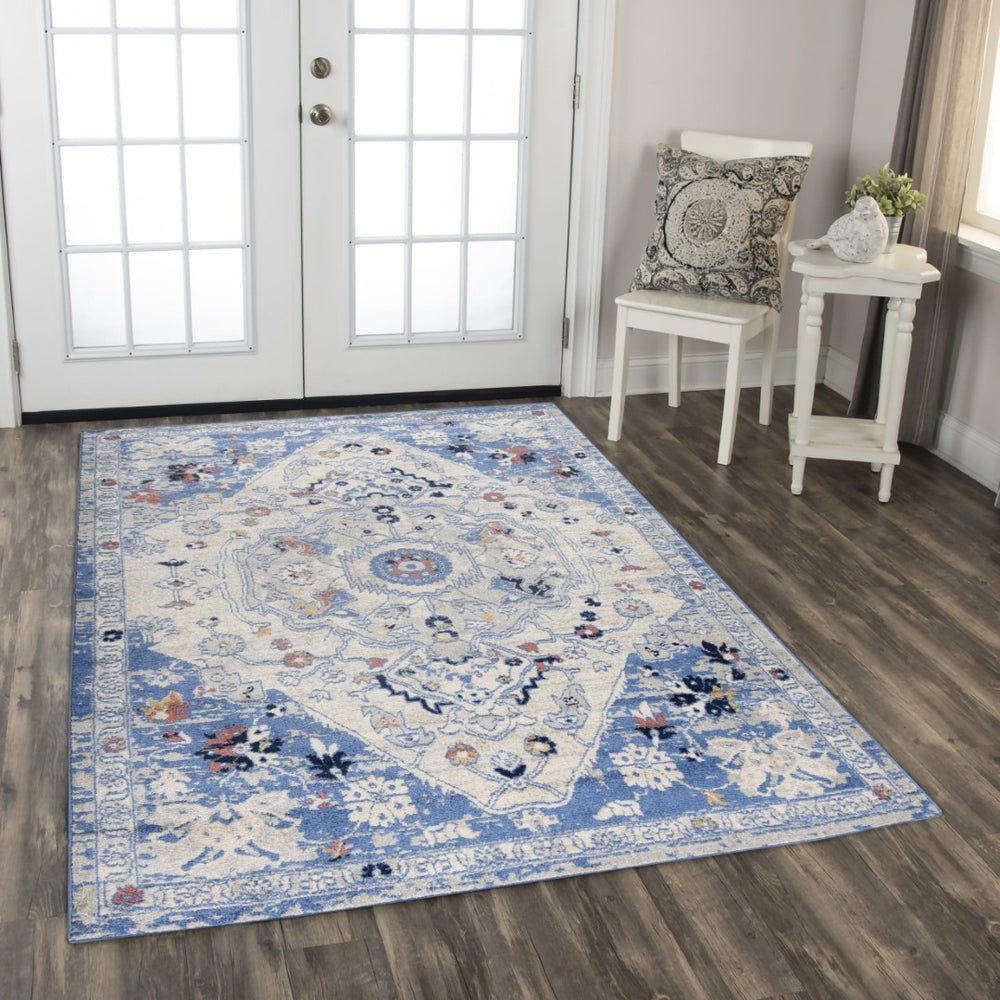 Alora Decor Tapestry Vintage-Style Blue Rectangle Rug Power-Loomed Polypropylene — Durable, Low-Maintenance Charm 5'2" x 7'3" TPRTPR10700436287