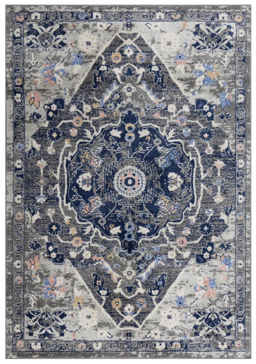 Alora Decor Tapestry Vintage-Style Gray Area Rug With Jute Backing, Power-Loomed Polypropylene Plush Durability 5'2" x 7'3" TPRTPR108DR006287
