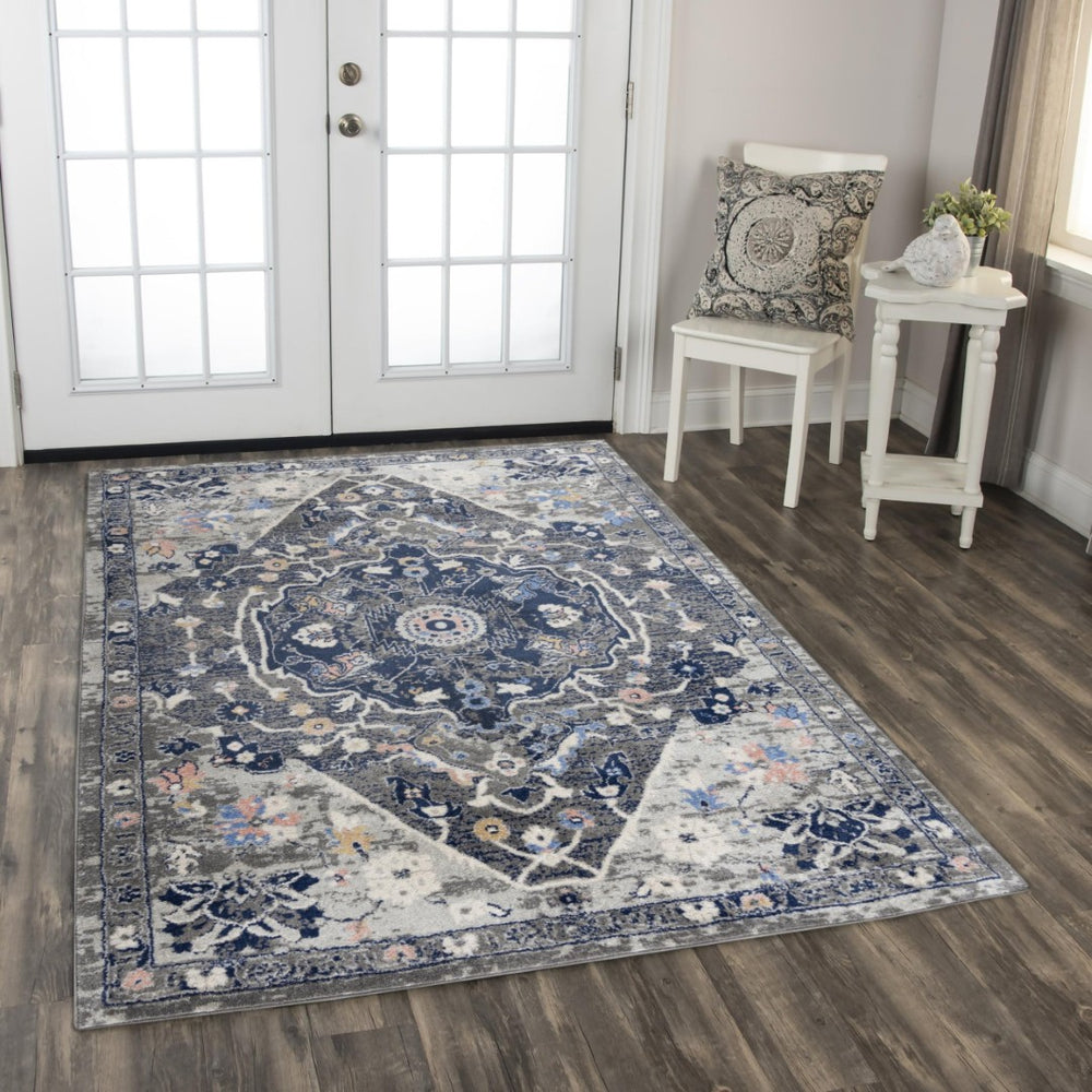 Alora Decor Tapestry Vintage-Style Gray Area Rug With Jute Backing, Power-Loomed Polypropylene Plush Durability 5'2" x 7'3" TPRTPR108DR006287