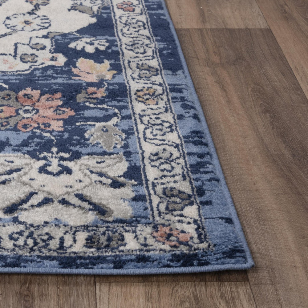 Alora Decor Tapestry Blue Runner Rug 2'6"X7'3" Power-Loomed 100% Polypropylene Vintage Look, Durable Hallway TPRTPR10900092673