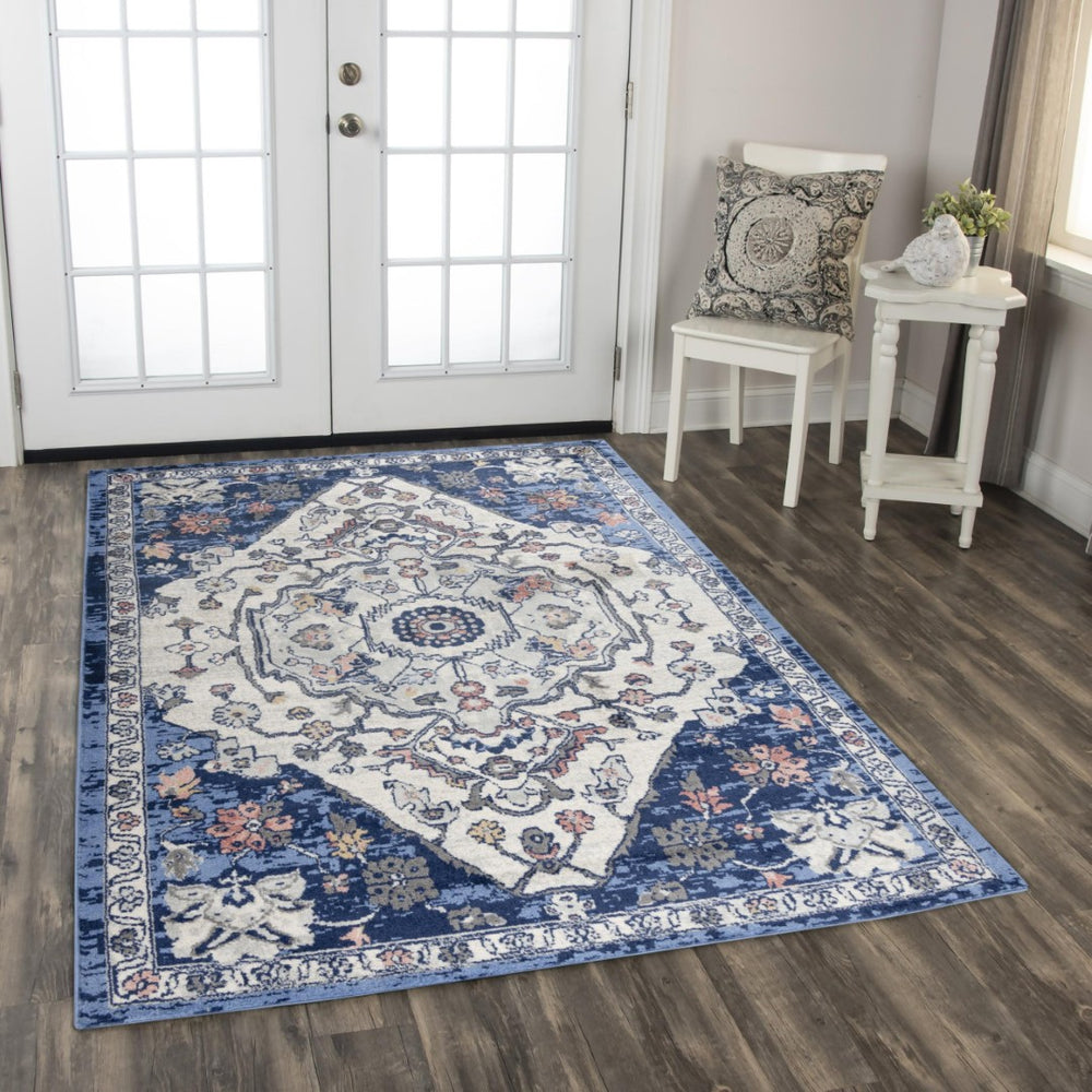 Alora Decor Tapestry Blue Runner Rug 2'6"X7'3" Power-Loomed 100% Polypropylene Vintage Look, Durable Hallway TPRTPR10900092673
