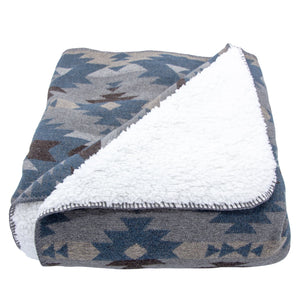 Hiend Accents Southwest Aztec Design Throw Blanket With Cozy Sherpa Backing For Ultimate Home Comfort And Style Blue Front, 70% Polyester,20% Acrylic,10% Other,Back, 100% Polyester (Sherpa Fabric) Tr1931