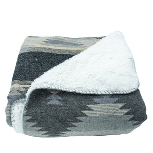 Hiend Accents Southwest Aztec Design Throw Blanket With Cozy Sherpa Backing For Ultimate Home Comfort And Style Gray Front, 70% Polyester,20% Acrylic,10% Other,Back, 100% Polyester (Sherpa Fabric) Tr1933