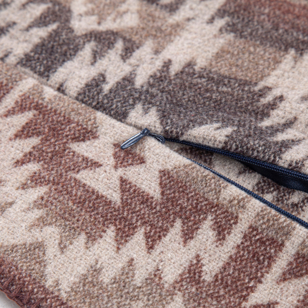 Hiend Accents Mesa Wool Blend Self Cuff Pillowcase - Rustic Elegance With Ancestral Geometric Patterns In Earth Tones Multi Color 85% Polyester,15% Wool Tr1934ps-ss-oc