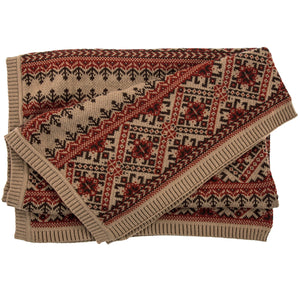Hiend Accents Fair Isle Knit Throw Blanket - Cozy Elegance For Your Living Space With Timeless Scottish Charm Brown,Red 100% Acrylic Tr5002-os-fi
