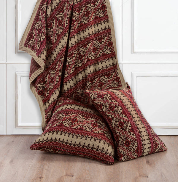 Hiend Accents Fair Isle Knit Throw Blanket - Cozy Elegance For Your Living Space With Timeless Scottish Charm Brown,Red 100% Acrylic Tr5002-os-fi