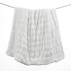 Hiend Accents Ruched Luxurious Double-sided Oversized Throw - Sumptuous Faux Rabbit Fur For Elegant Home Decor White Shell, 100% Polyester,Lining, 100% Polyester Tr5004-ls-wh