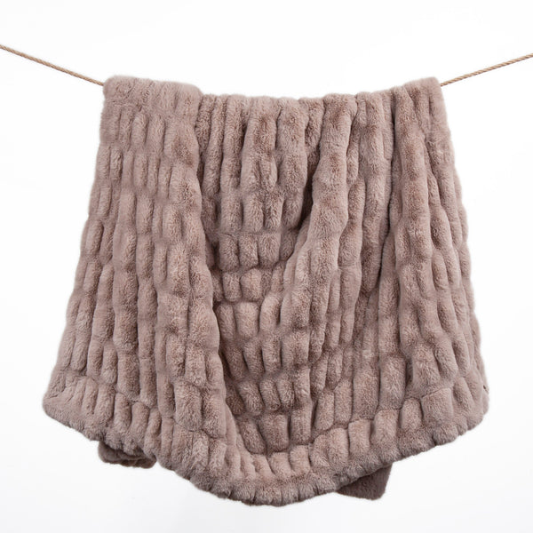 Hiend Accents Ruched Rabbit Double-sided Throw: Luxurious Comfort, Ethically-sourced Elegance For Cozy Spaces Blush Shell, 100% Polyester,Lining, 100% Polyester Tr5004-os-bh