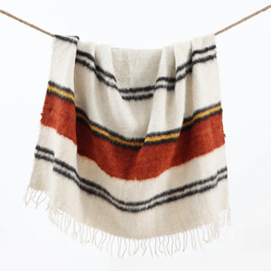 Hiend Accents Solola Handwoven 100% Wool Throw Blanket - Enchanting Colors, Artisan Crafted Comfort For Your Home Orange,Natural 100% Sheepswool Tr8001